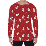 Red Snowman Pattern Print Men's Long Sleeve T-Shirt
