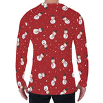 Red Snowman Pattern Print Men's Long Sleeve T-Shirt