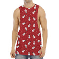 Red Snowman Pattern Print Men's Muscle Tank Top