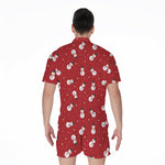 Red Snowman Pattern Print Men's Rompers