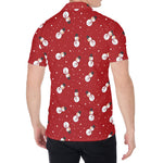 Red Snowman Pattern Print Men's Shirt