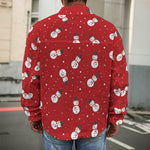 Red Snowman Pattern Print Men's Shirt Jacket