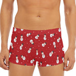 Red Snowman Pattern Print Men's Short Boxer Briefs