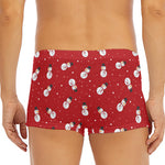 Red Snowman Pattern Print Men's Short Boxer Briefs