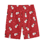 Red Snowman Pattern Print Men's Sports Shorts