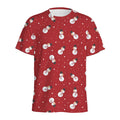 Red Snowman Pattern Print Men's Athletic T-Shirt