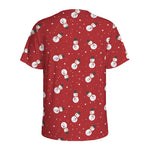 Red Snowman Pattern Print Men's Sports T-Shirt
