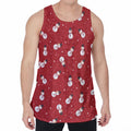 Red Snowman Pattern Print Men's Velvet Tank Top