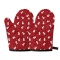 Red Snowman Pattern Print Oven Mitts