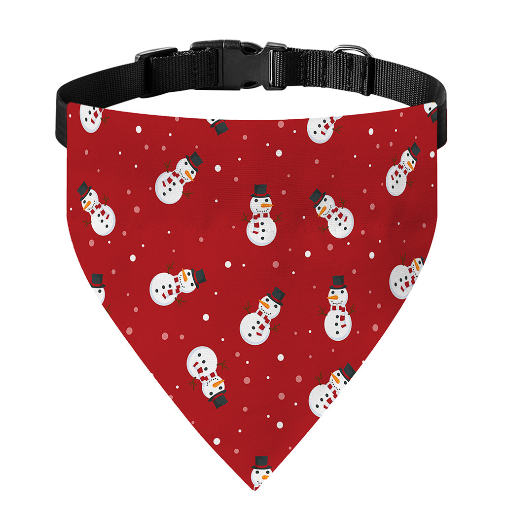 Red Snowman Pattern Print Over The Collar Dog Bandana