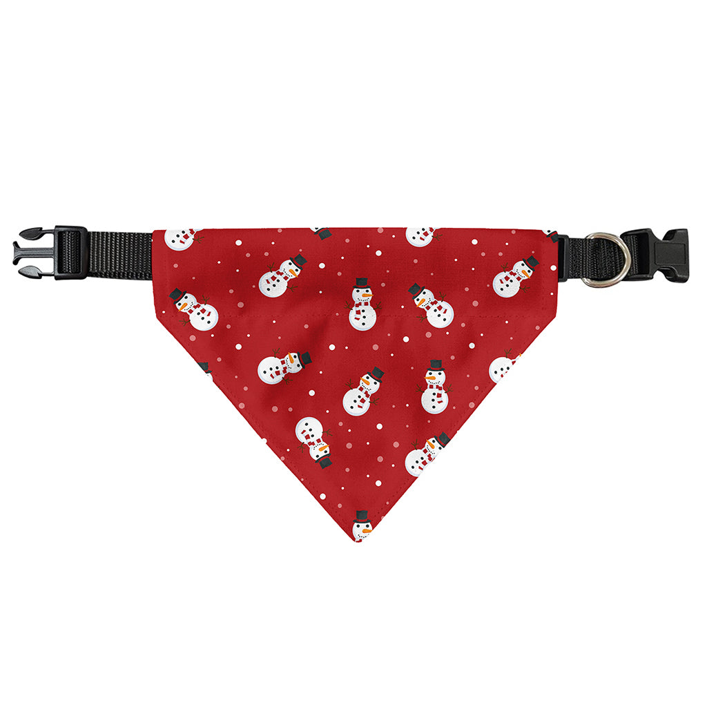 Red Snowman Pattern Print Over The Collar Dog Bandana