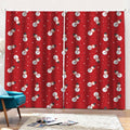 Red Snowman Pattern Print Pencil Pleat Curtains