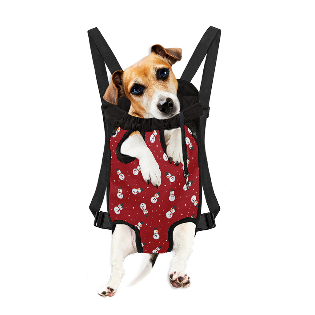 Red Snowman Pattern Print Pet Carrier Backpack
