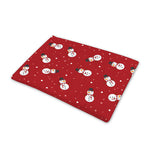 Red Snowman Pattern Print Pet Cooling Mat Cover