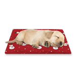Red Snowman Pattern Print Pet Cooling Mat Cover
