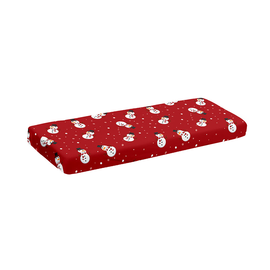 Red Snowman Pattern Print Piano Keyboard Cover