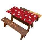 Red Snowman Pattern Print Picnic Table Cover