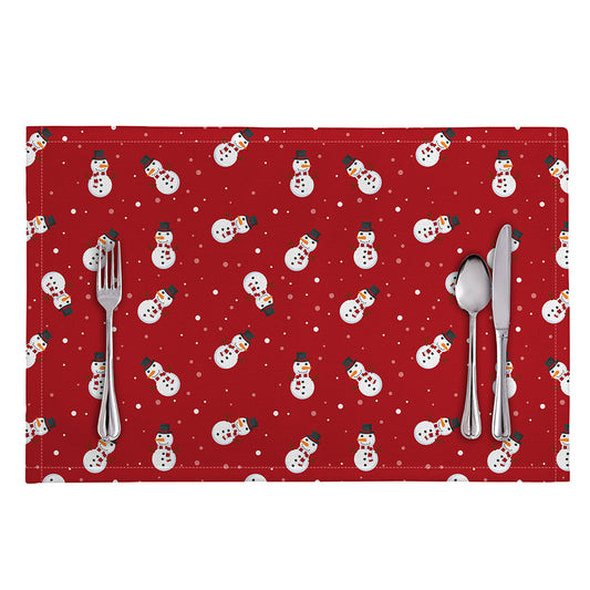 Red Snowman Pattern Print Placemat