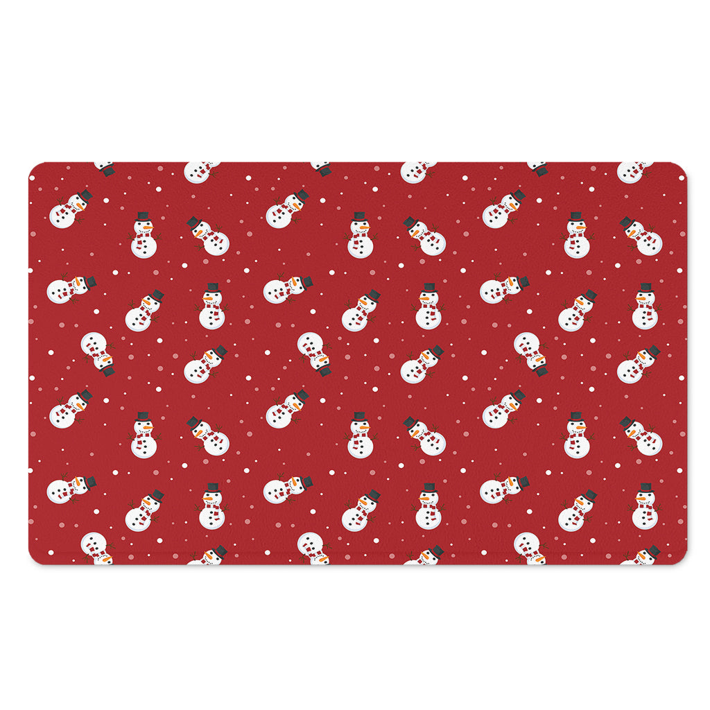 Red Snowman Pattern Print Polyester Doormat