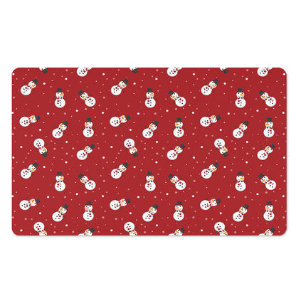 Red Snowman Pattern Print Polyester Doormat