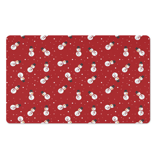 Red Snowman Pattern Print Polyester Doormat
