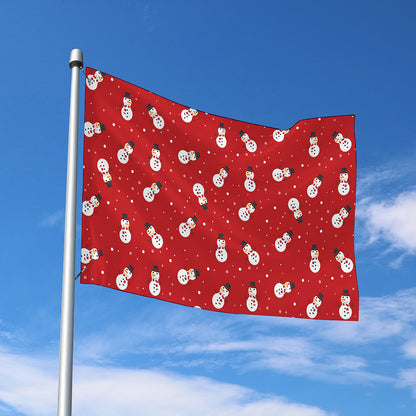 Red Snowman Pattern Print Polyester Flag