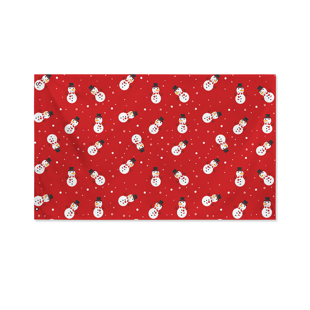 Red Snowman Pattern Print Polyester Flag
