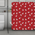 Red Snowman Pattern Print Polyester Shower Curtain