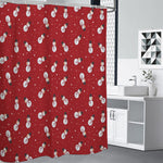 Red Snowman Pattern Print Premium Shower Curtain