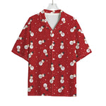 Red Snowman Pattern Print Rayon Hawaiian Shirt