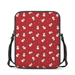 Red Snowman Pattern Print Rectangular Crossbody Bag