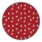 Red Snowman Pattern Print Round Floor Mat