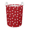 Red Snowman Pattern Print Round Laundry Basket