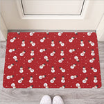 Red Snowman Pattern Print Rubber Doormat