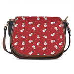 Red Snowman Pattern Print Saddle Bag
