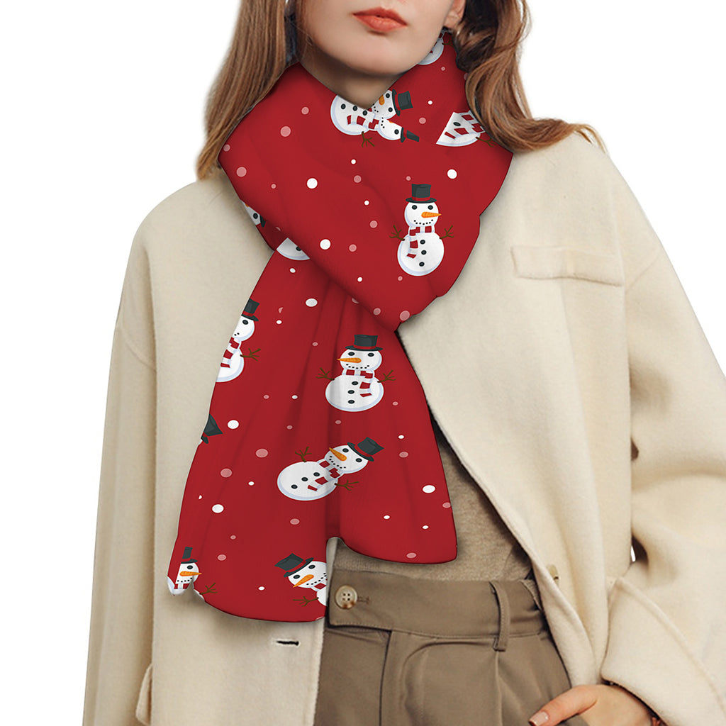 Red Snowman Pattern Print Scarf