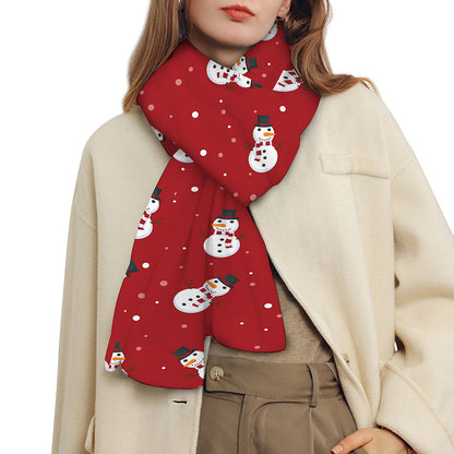 Red Snowman Pattern Print Scarf