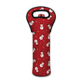 Red Snowman Pattern Print Single Neoprene Wine Tote