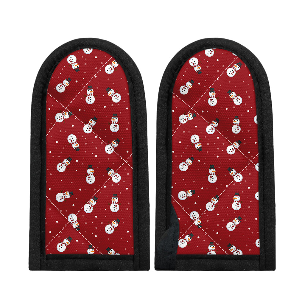 Red Snowman Pattern Print Skillet Handle Cover