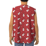 Red Snowman Pattern Print Sleeveless Baseball Jersey