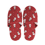 Red Snowman Pattern Print Slippers