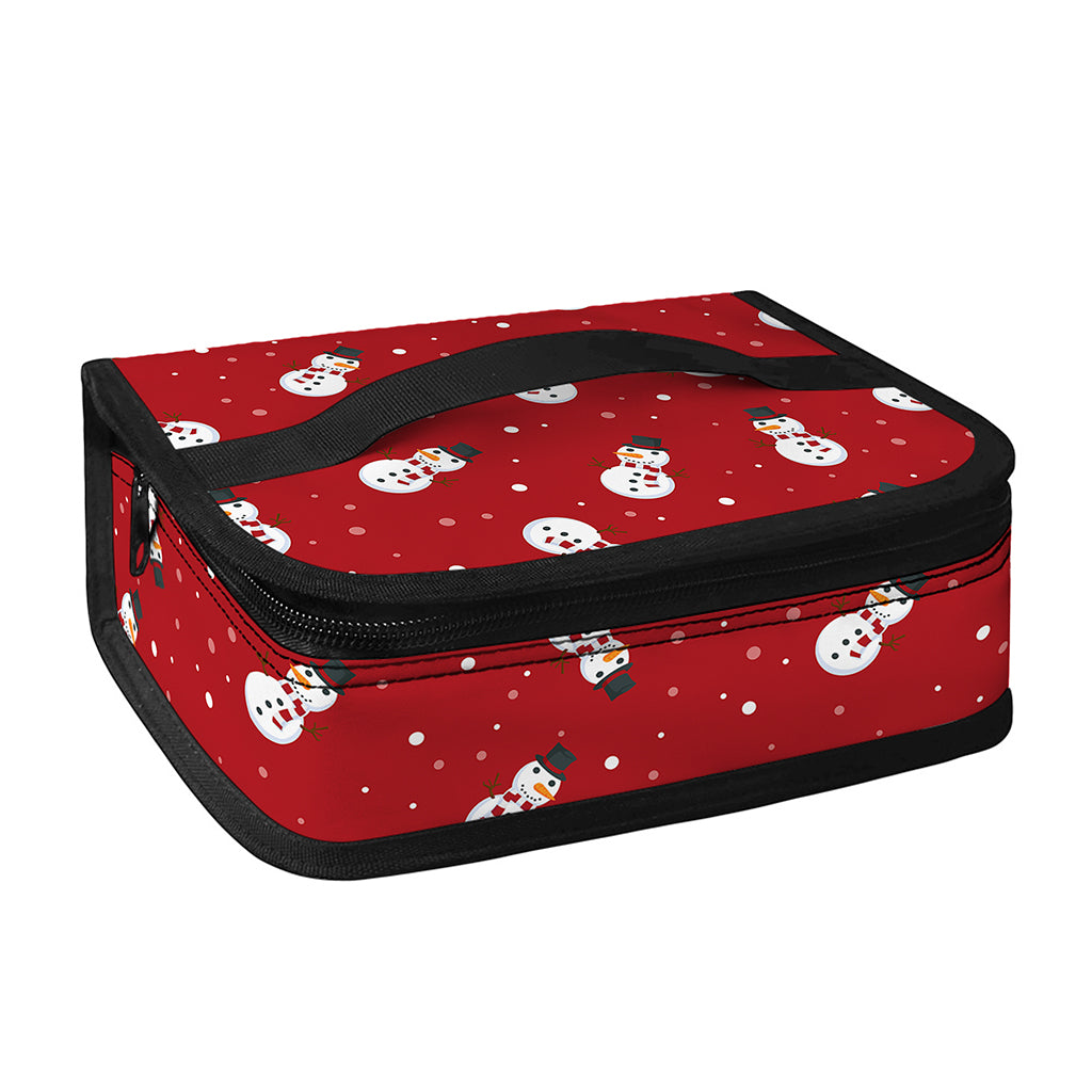 Red Snowman Pattern Print Small Lunch Bag