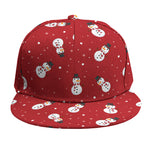 Red Snowman Pattern Print Snapback Cap