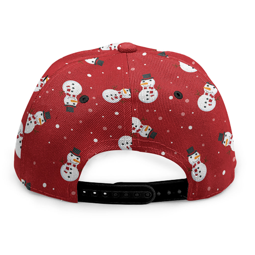 Red Snowman Pattern Print Snapback Cap