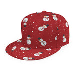 Red Snowman Pattern Print Snapback Cap