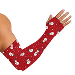 Red Snowman Pattern Print Sun Protection Arm Sleeves