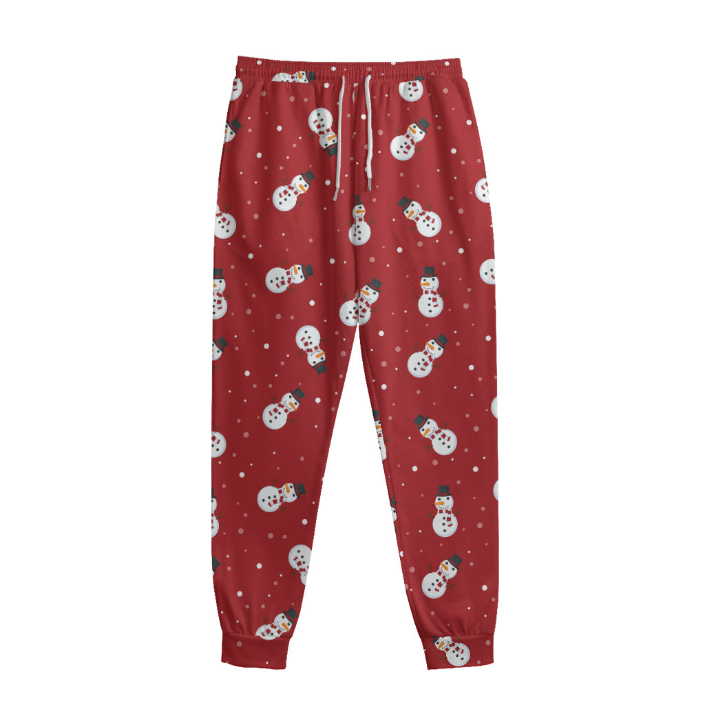 Red Snowman Pattern Print Sweatpants