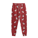 Red Snowman Pattern Print Sweatpants