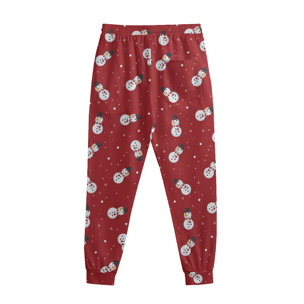 Red Snowman Pattern Print Sweatpants