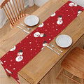Red Snowman Pattern Print Table Runner